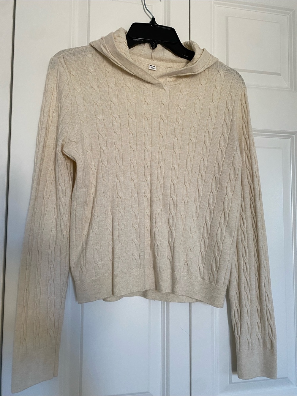 Uniqlo Cream Cable-Knit Cowl Sweater